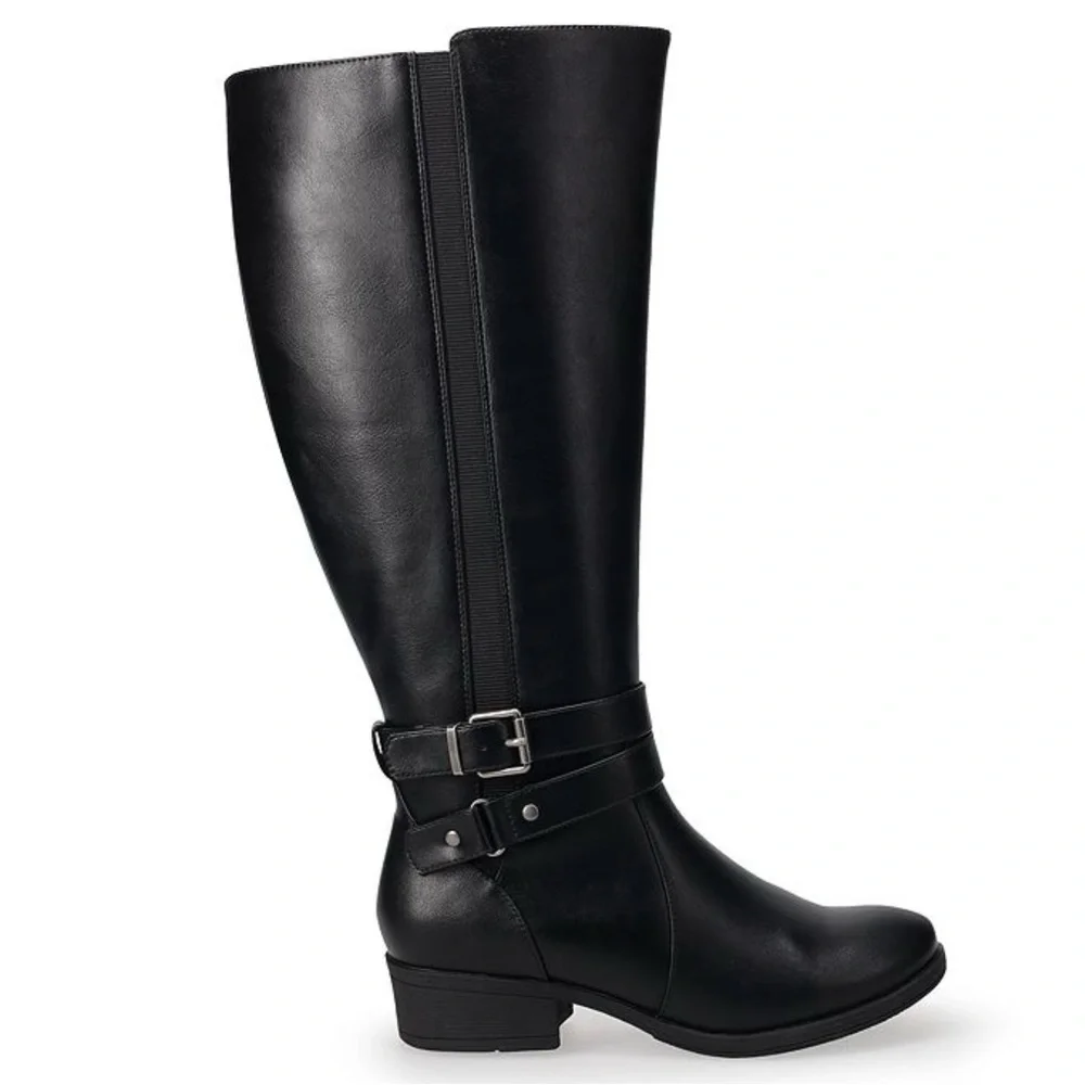 NWT #8 Croft & Barrow Pose Women's Ortholite ECO Black Riding Boots Size 10 - Picture 2 of 10